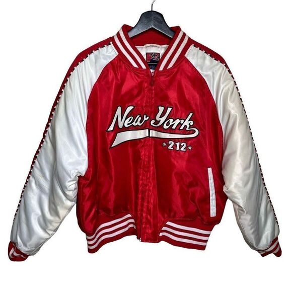 Y2K Raw Blue New York Bomber Jacket - Picture 1 of 9